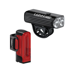Lezyne Macro Drive 1400+ / Strip Drive Pro 400+ Front and Rear Bike Light Set