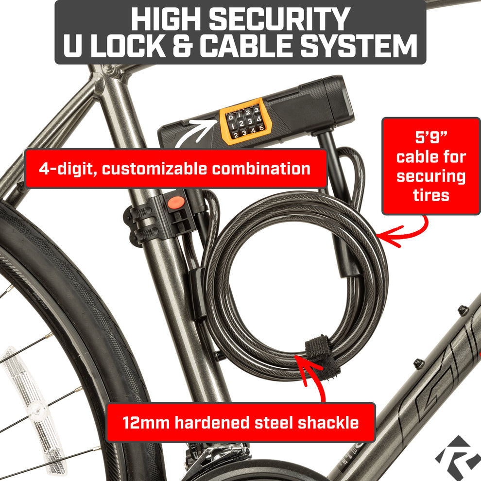 Revere Defender 4 Plus Combination U Bike Lock System