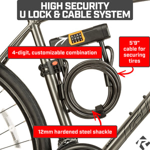Revere Defender 4 Plus Combination U Bike Lock System