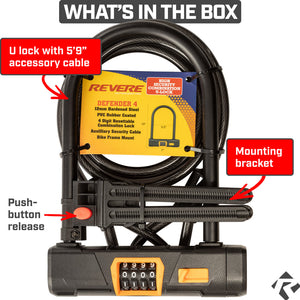 Revere Defender 4 Plus Combination U Bike Lock System